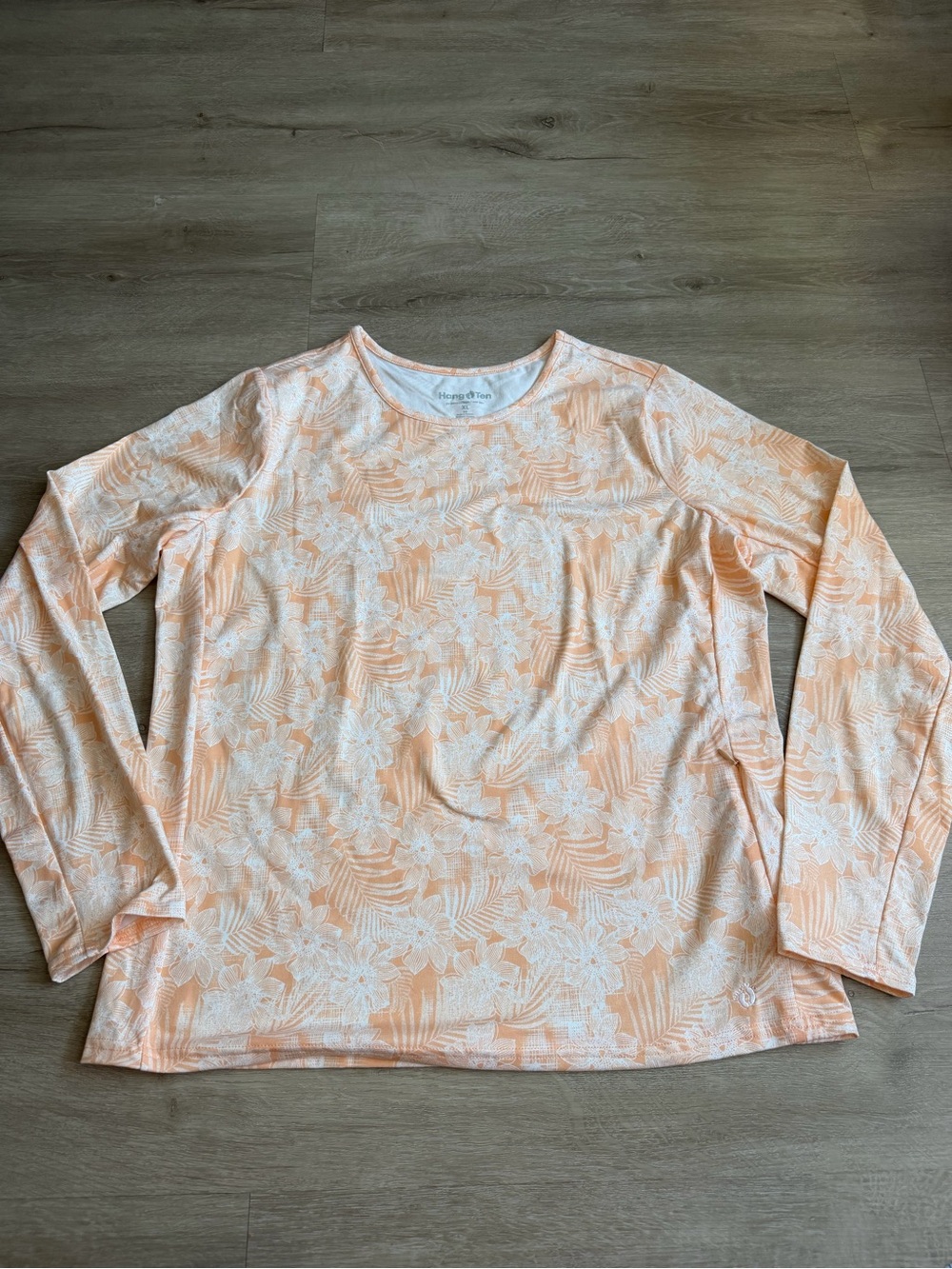 Hang Ten Floral Long Sleeve Rash Guard Swim Top UPF 50 SZ XL